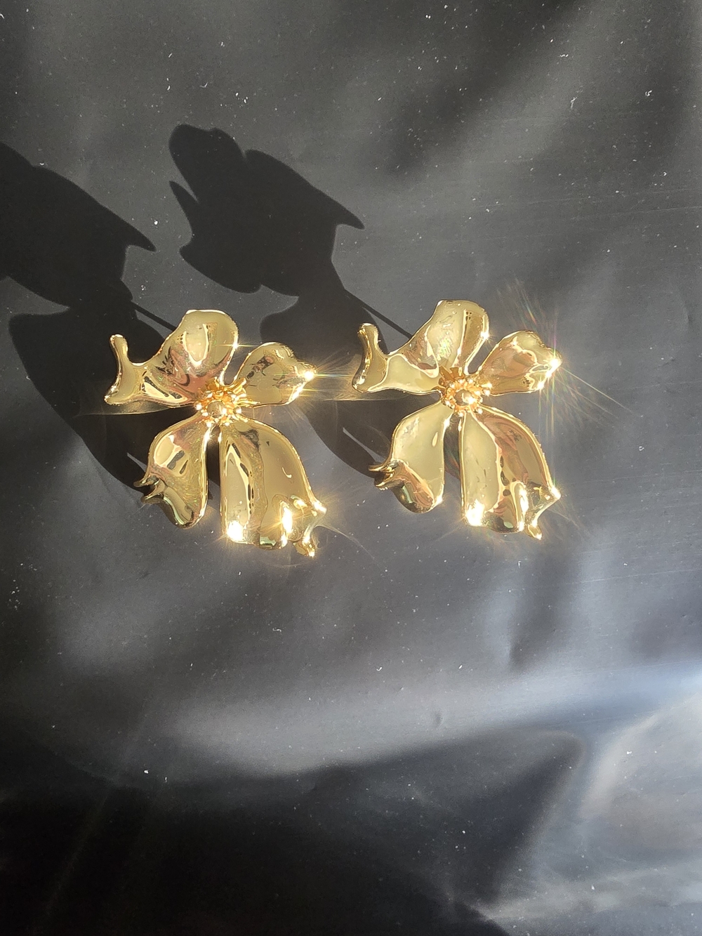 18kgp Celinw Gold Floral Statement Earrings - Women Jewelry